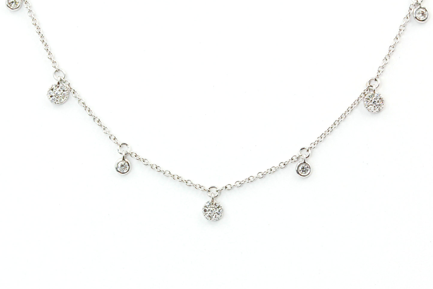 Bezel Cluster Drop Necklace