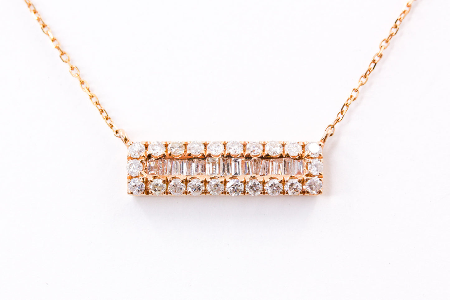 Diamond Baguette Bar Necklace