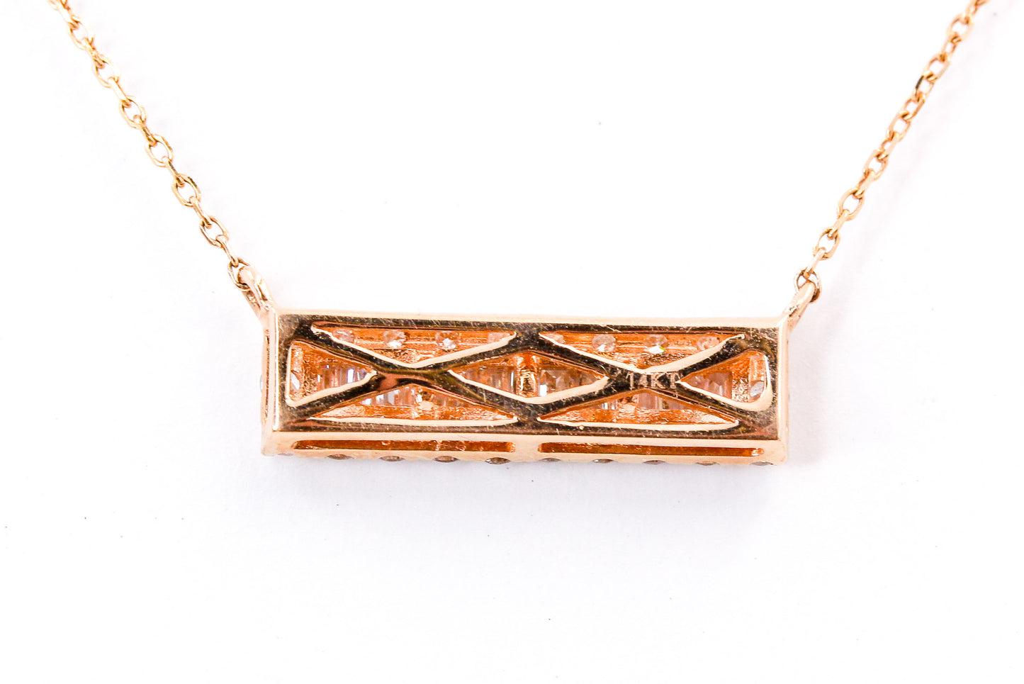 Diamond Baguette Bar Necklace