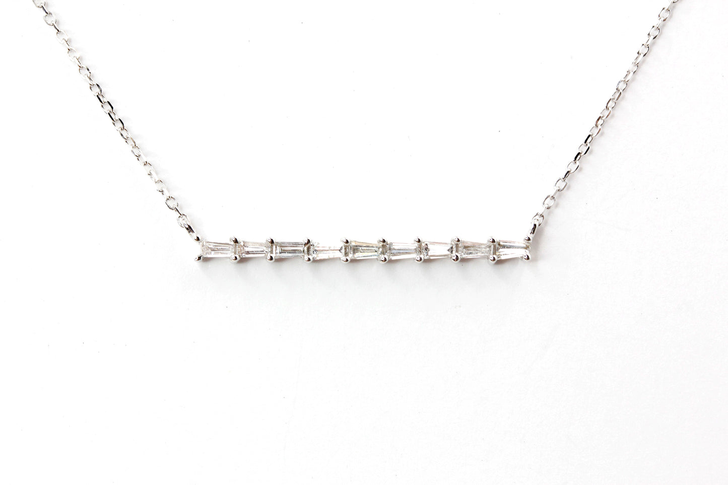 Tapered Baguette Bar Necklace