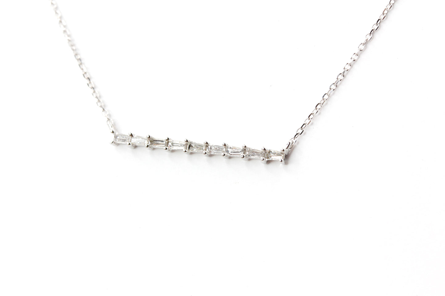 Tapered Baguette Bar Necklace