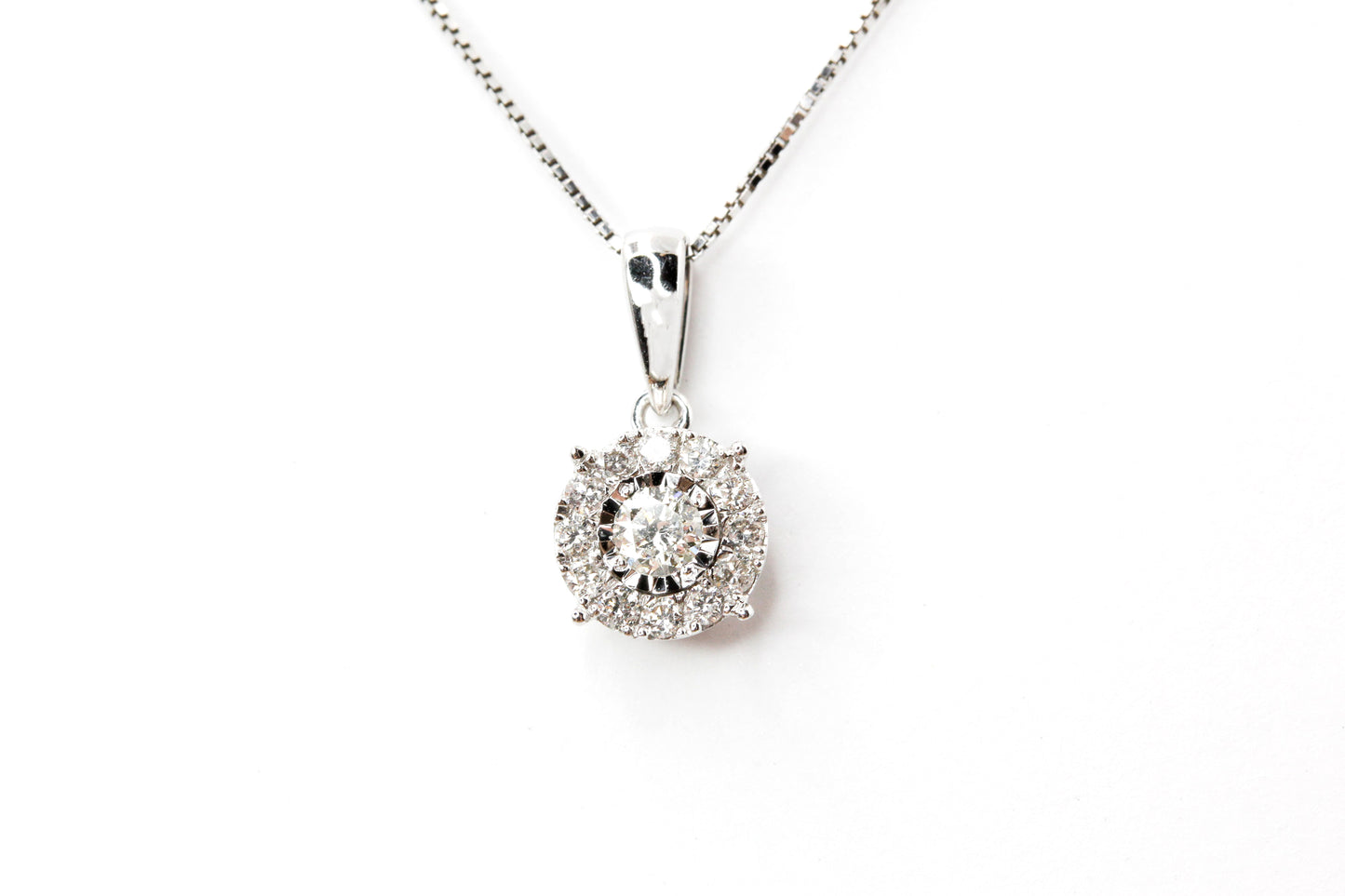 Diamond Halo Pendant-Necklace