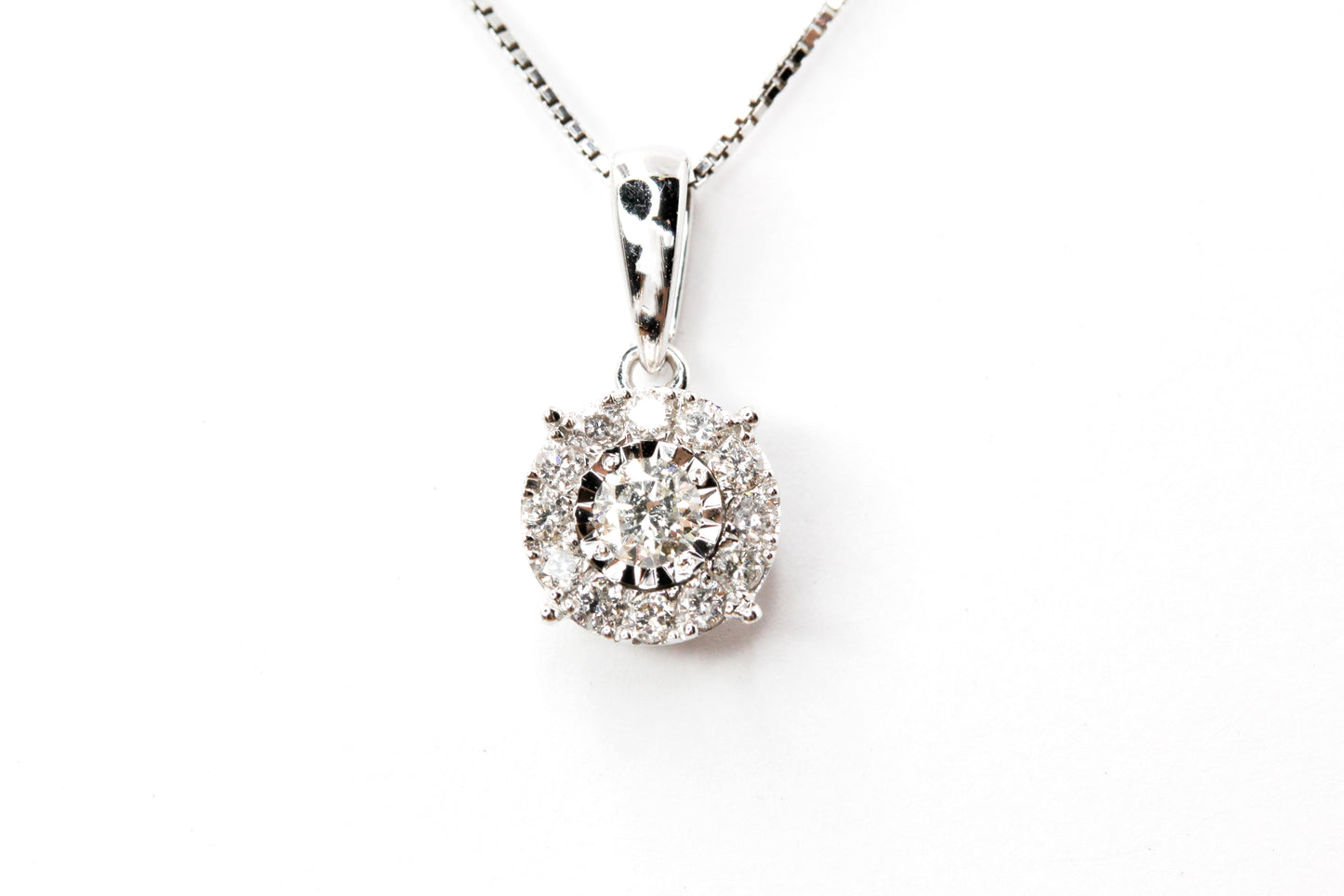 Diamond Halo Pendant-Necklace