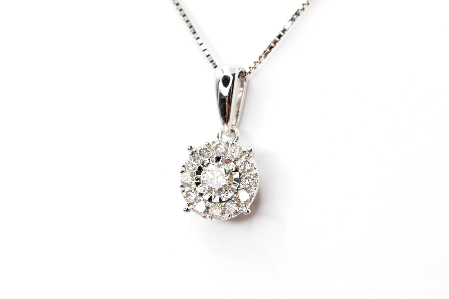 Diamond Halo Pendant-Necklace