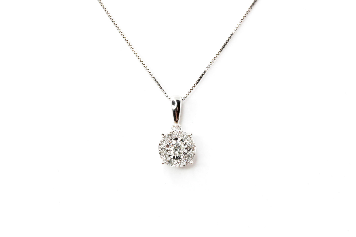 Diamond Halo Pendant-Necklace