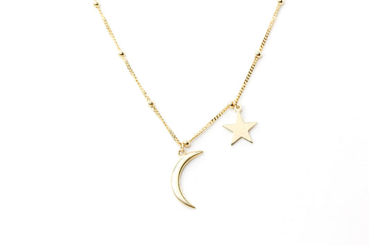 Moon and Star Necklace