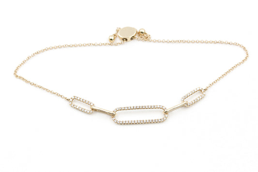 Diamond Chain Link Bolo Bracelet