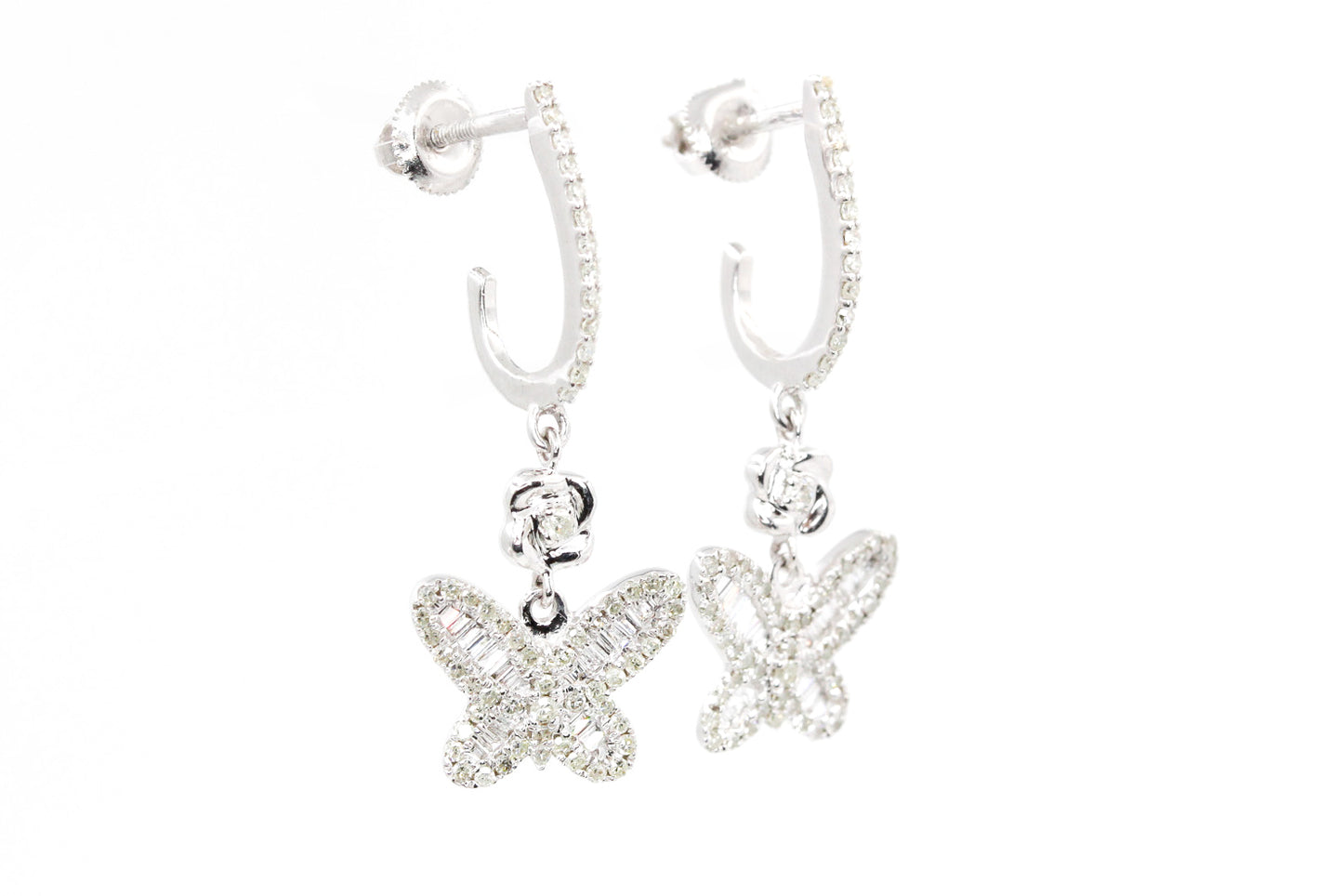 Diamond Butterfly Drop Earrings