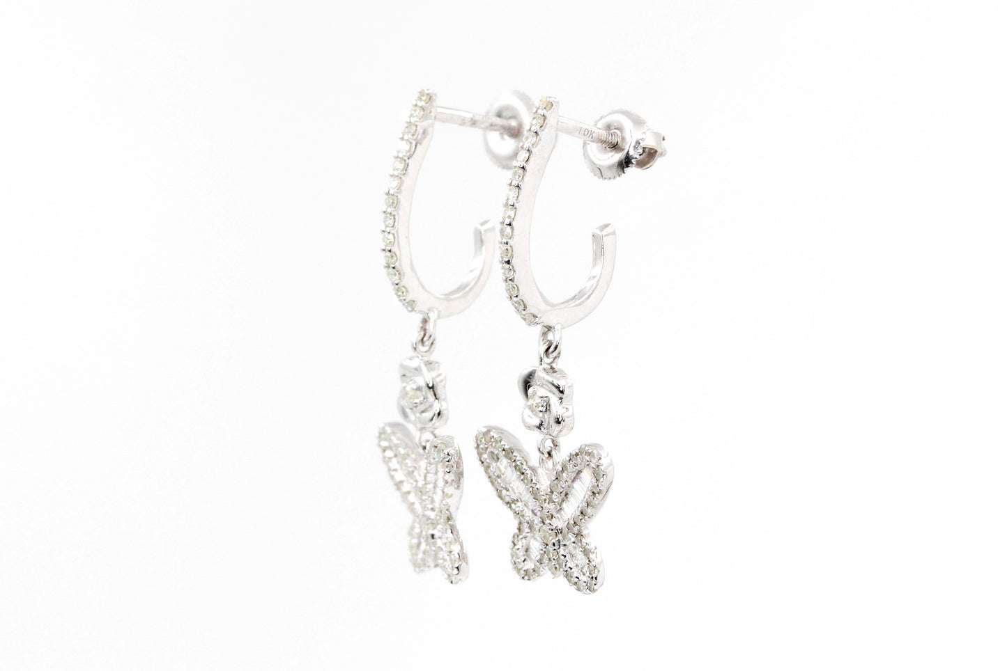 Diamond Butterfly Drop Earrings