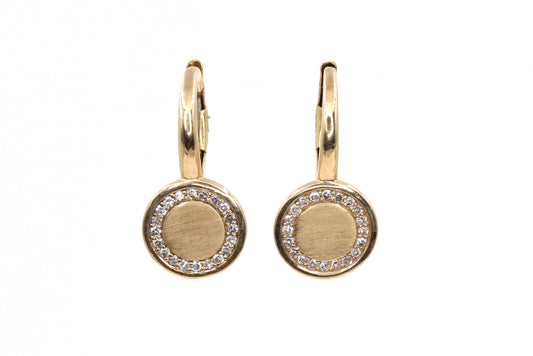 Diamond Circle Drop Earrings