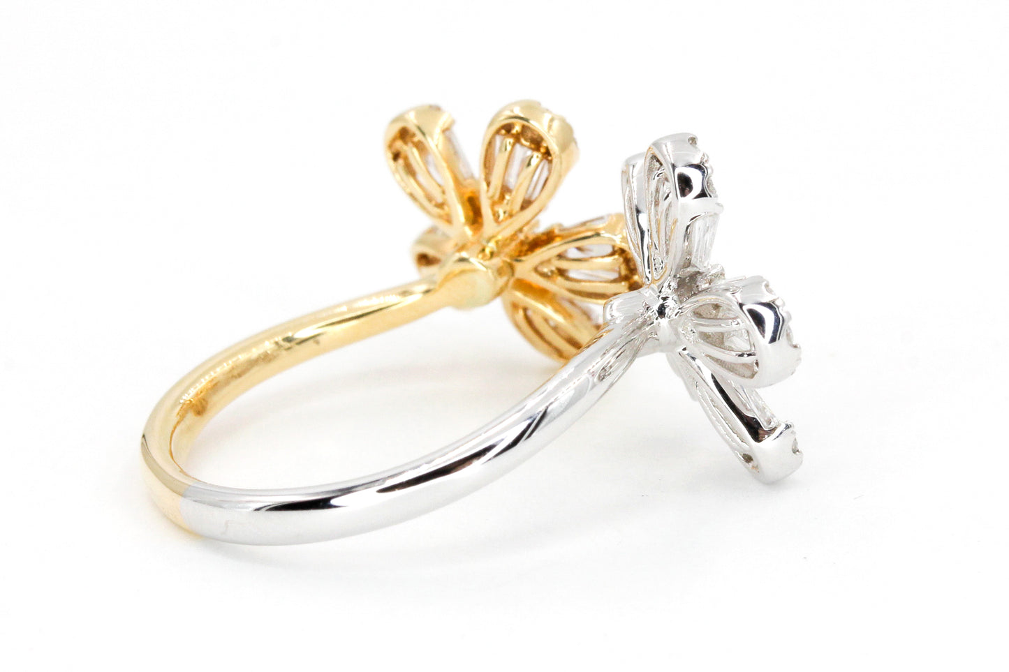 Diamond Flower Bypass Ring