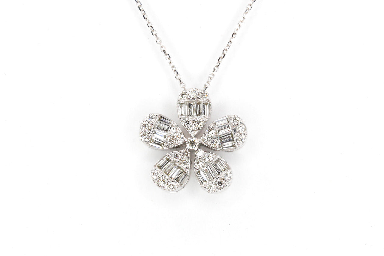 Diamond Flower Pendant-Necklace