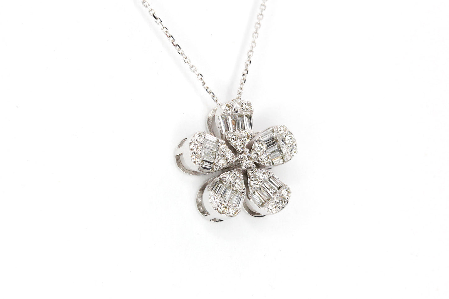 Diamond Flower Pendant-Necklace