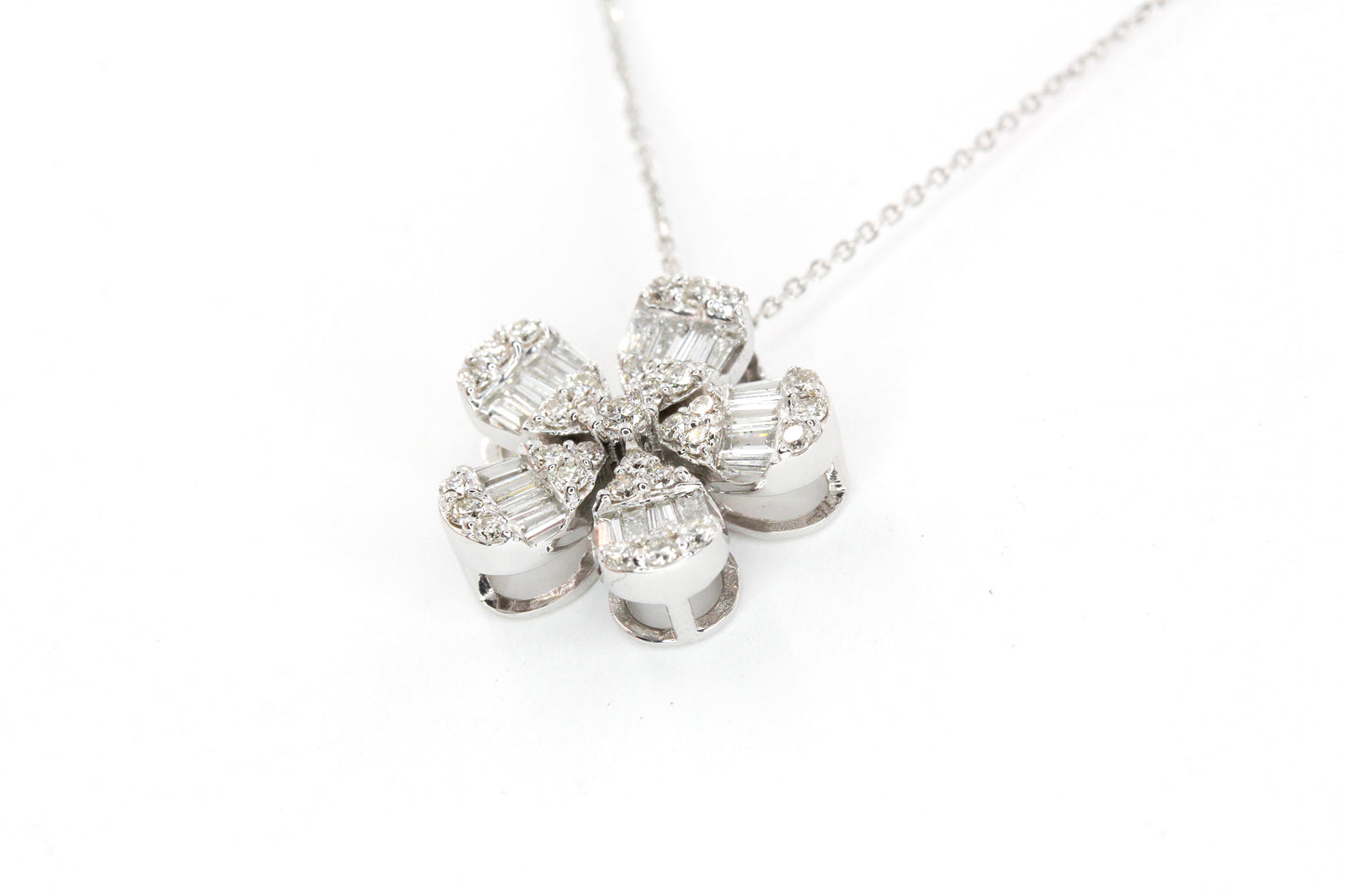 Diamond Flower Pendant-Necklace