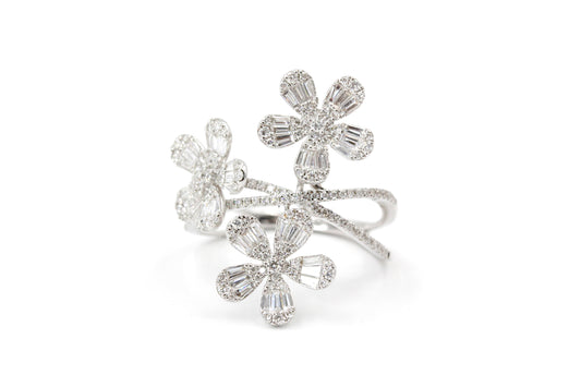 Diamond Tri-Flower Ring