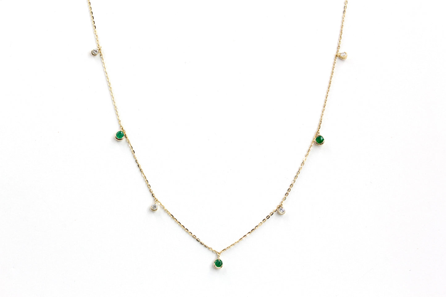 Emerald, Diamond Drop Necklace