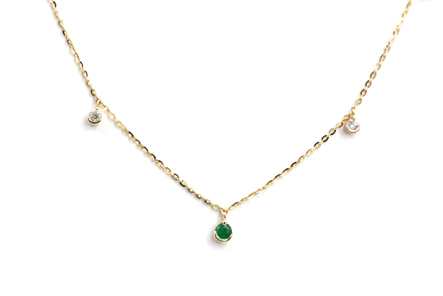 Emerald, Diamond Drop Necklace