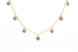 Diamond Clover Station Necklace - 14k Yellow Gold - 0.56ctw