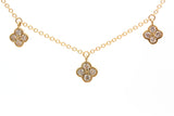 Diamond Clover Station Necklace - 14k Yellow Gold - 0.56ctw