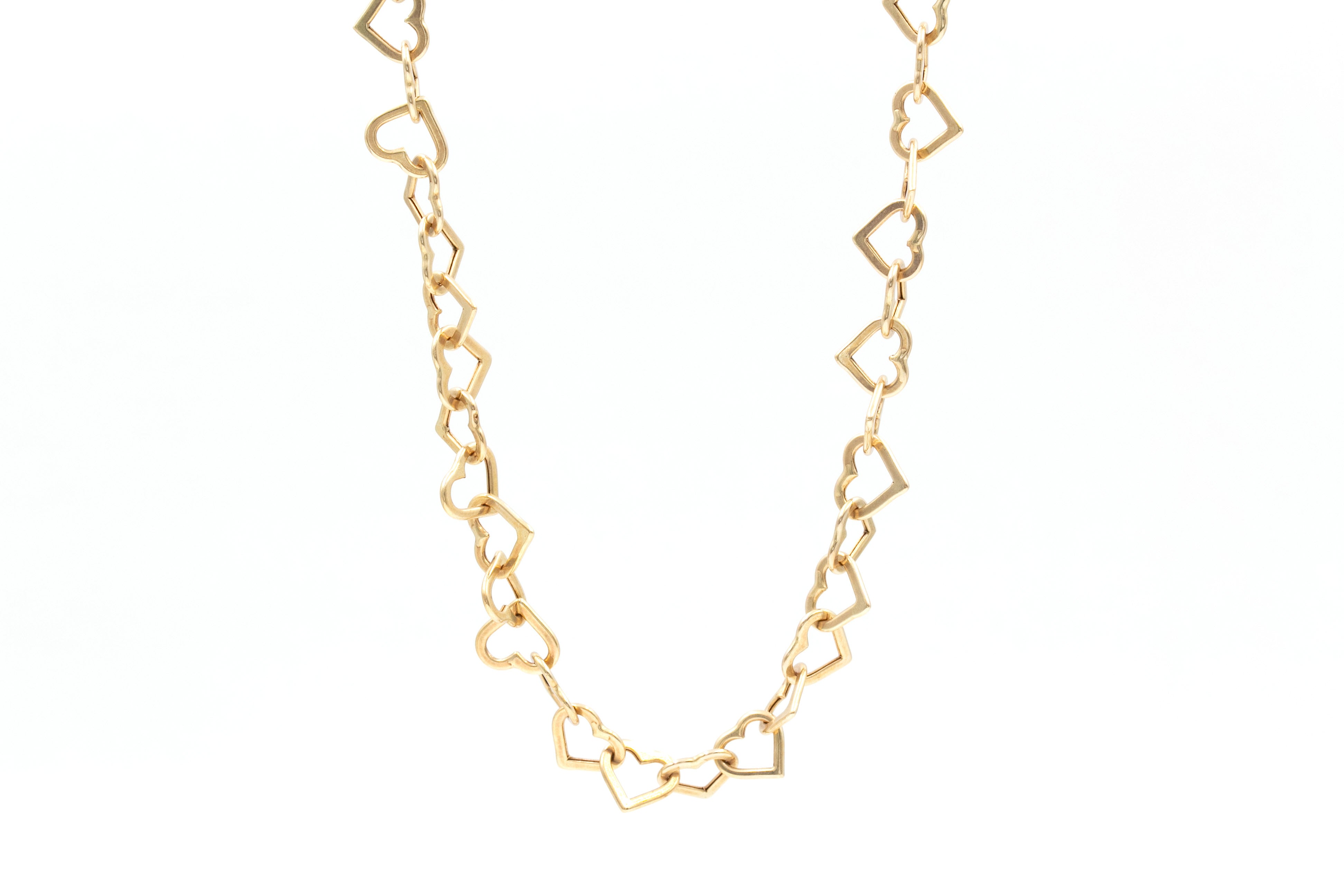 Heart Link Chain Statement Necklace - 14k Yellow Gold