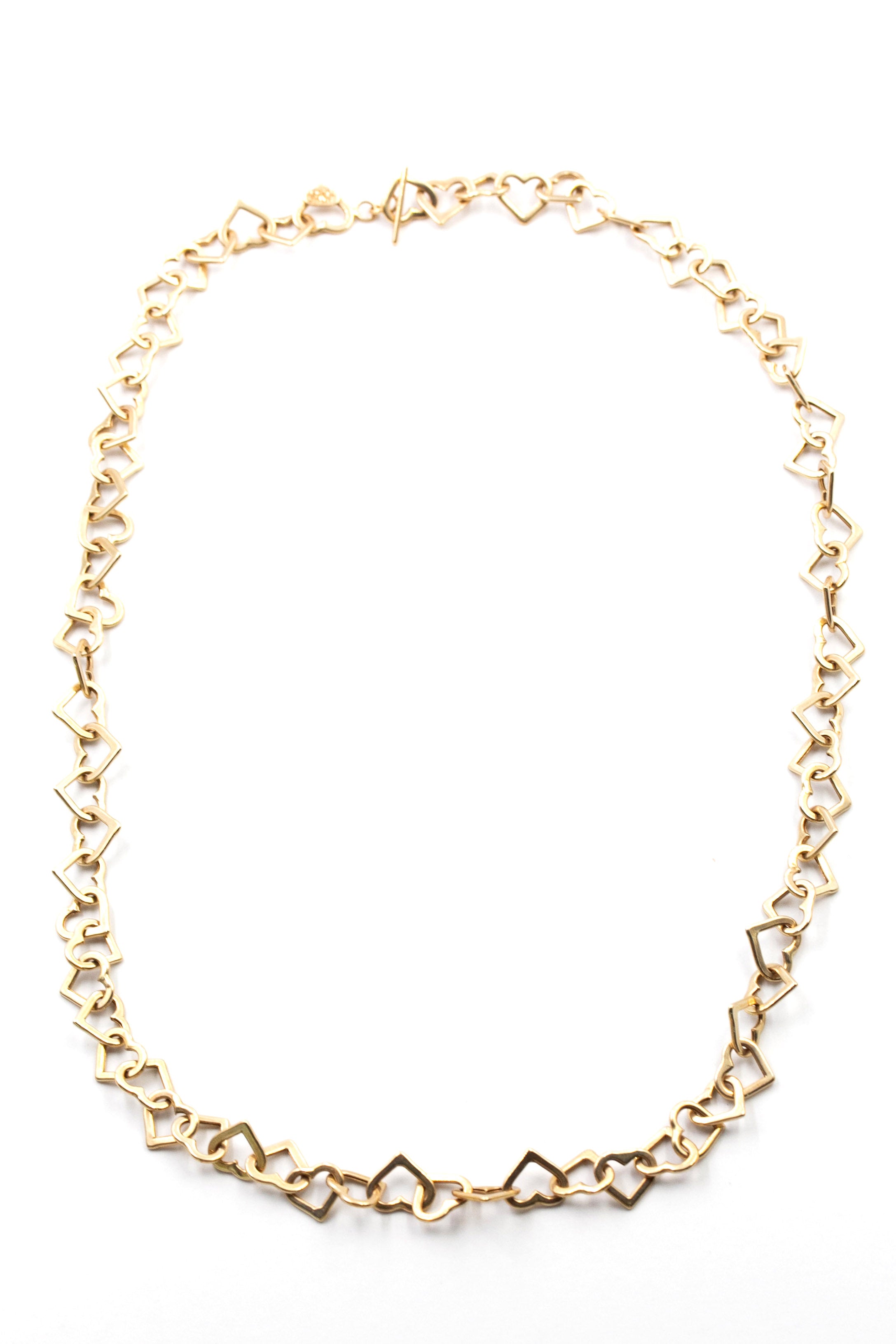 Heart Link Chain Statement Necklace - 14k Yellow Gold