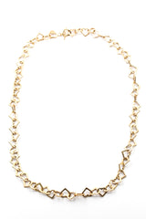 Heart Link Chain Statement Necklace - 14k Yellow Gold