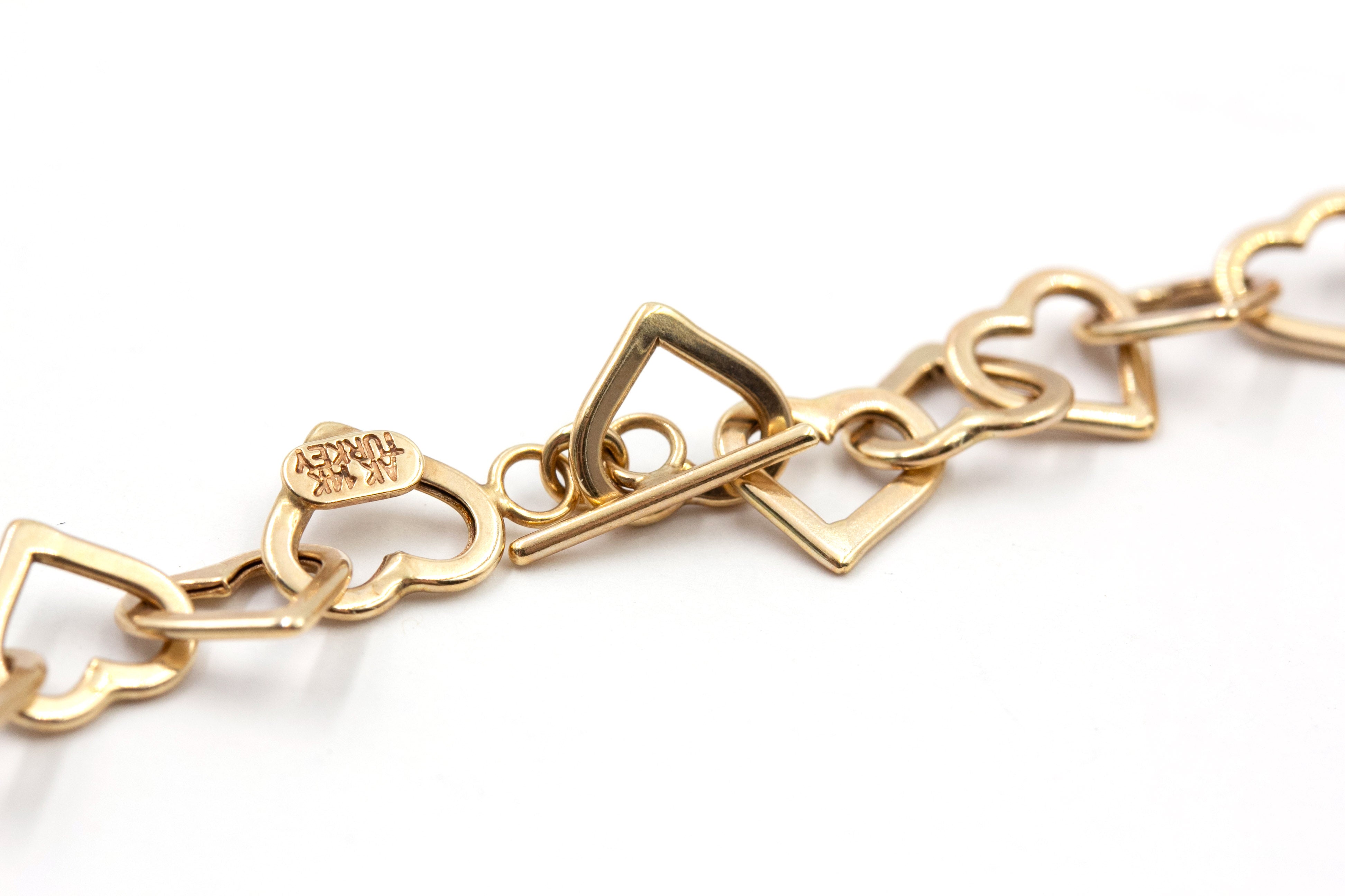 Heart Link Chain Statement Necklace - 14k Yellow Gold