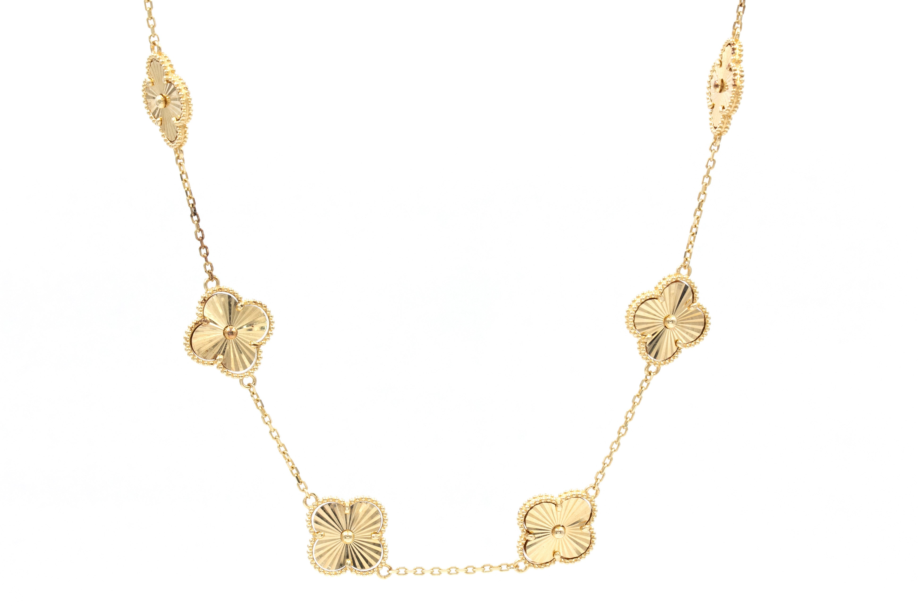 Clover Station Necklace - 14k Yellow Gold
