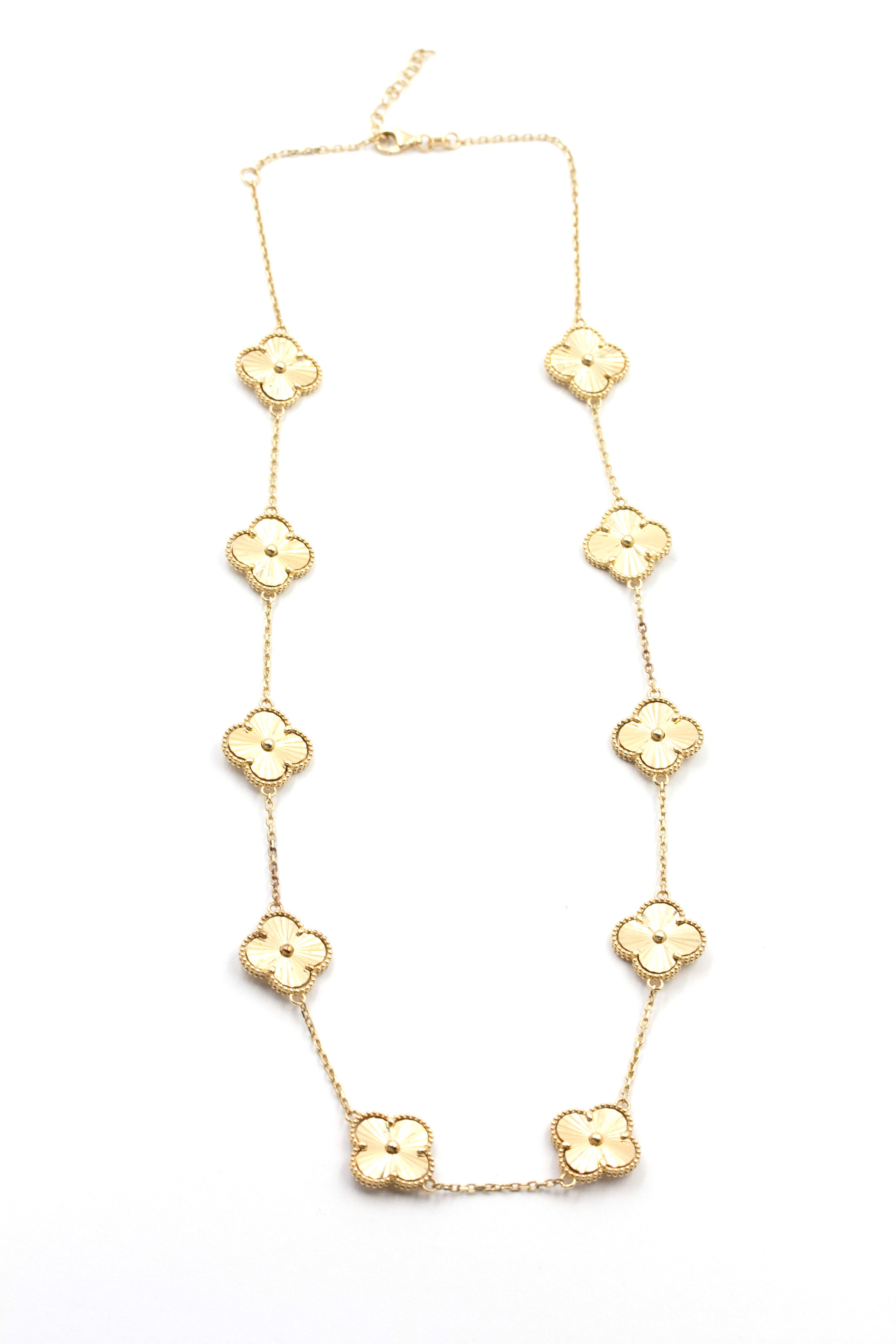 Clover Station Necklace - 14k Yellow Gold