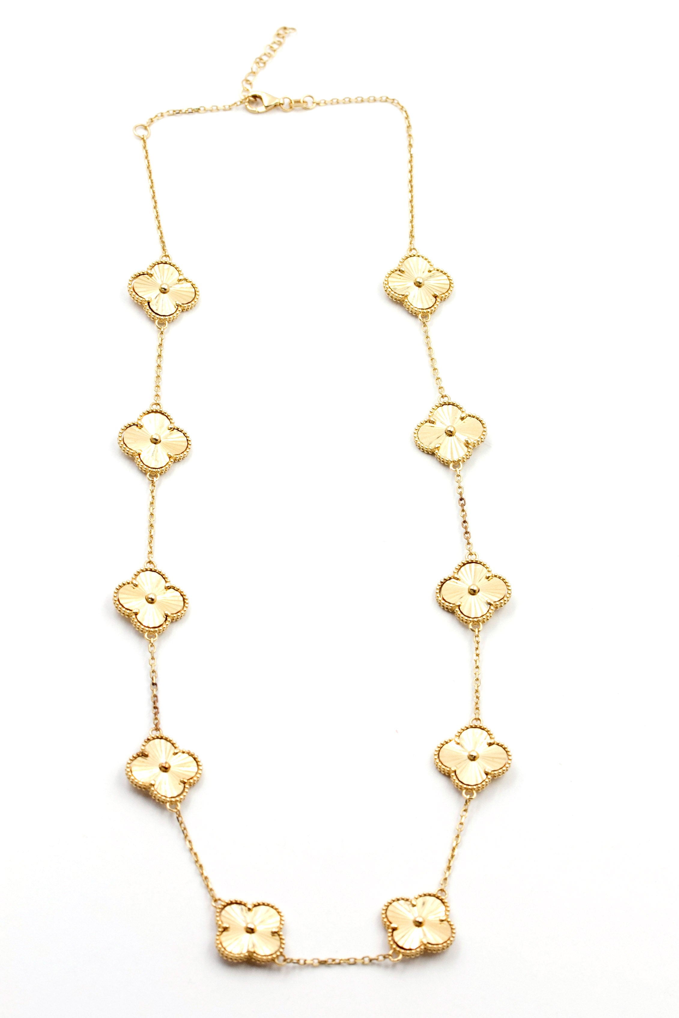 Clover Station Necklace - 14k Yellow Gold