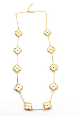 Clover Station Necklace - 14k Yellow Gold