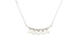 Pearl and Diamond Curved Bar Necklace - 10k White Gold - 0.05ctw