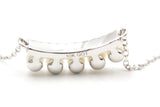 Pearl and Diamond Curved Bar Necklace - 10k White Gold - 0.05ctw