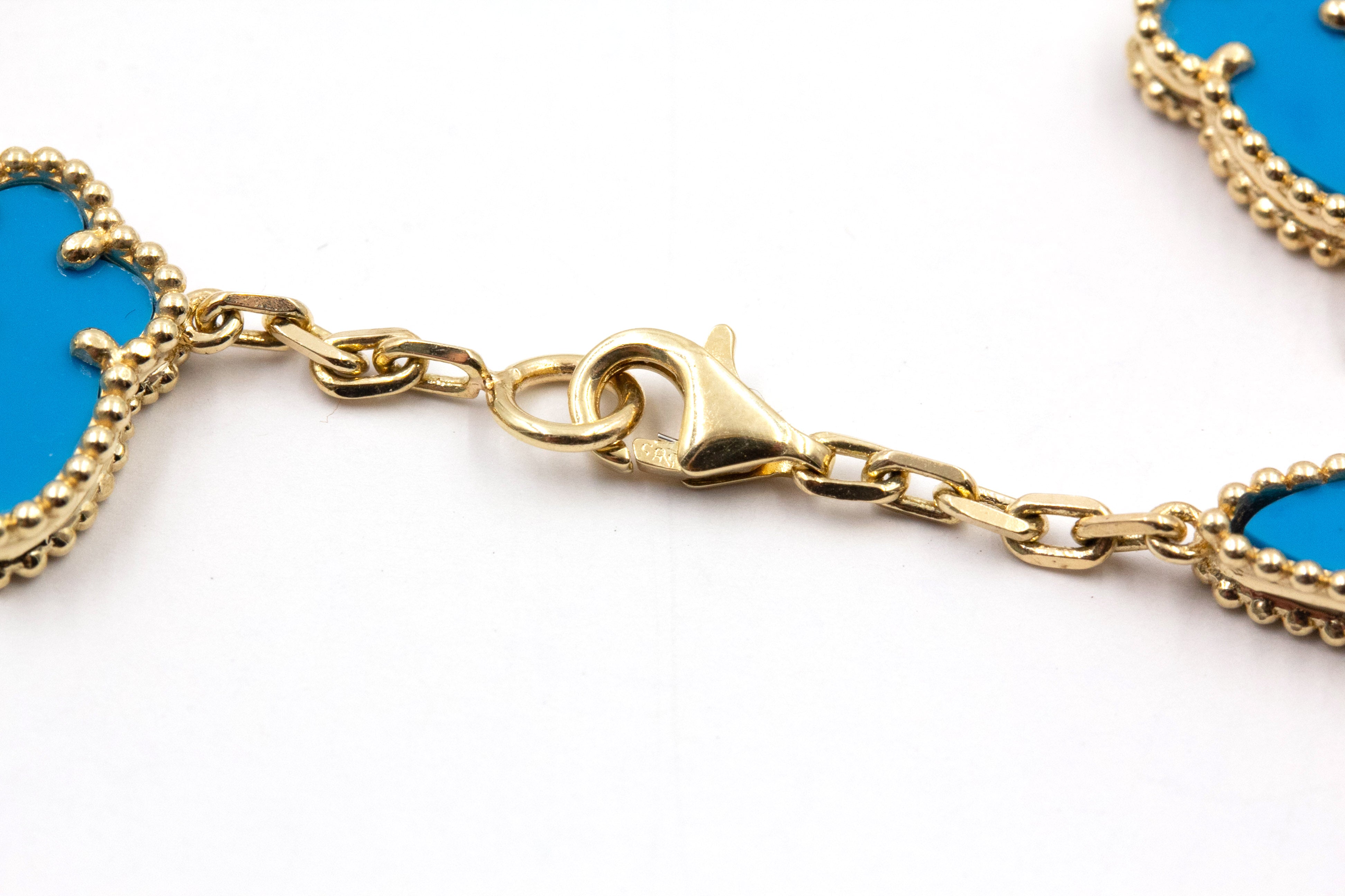 Turquoise Butterfly Station Bracelet - 14k Yellow Gold