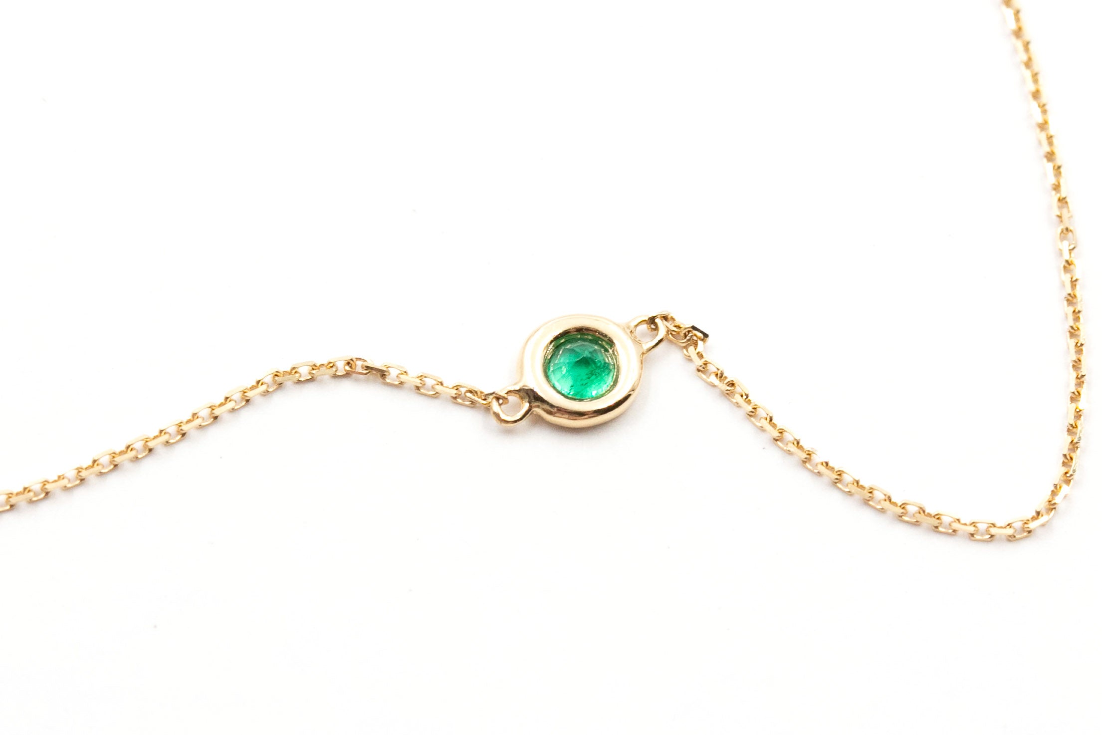 Dainty Emerald Bracelet - 14k Yellow Gold