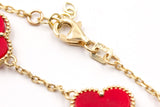 Carnelian Clover Station Bracelet - 14k Yellow Gold