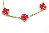 Carnelian Clover Station Bracelet - 14k Yellow Gold