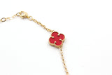 Carnelian Clover Station Bracelet - 14k Yellow Gold