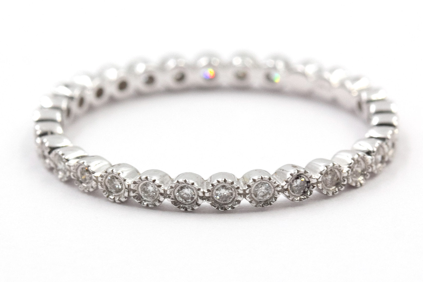 Diamond Eternity Band Ring Stack - 14k White Gold - 0.77ctw
