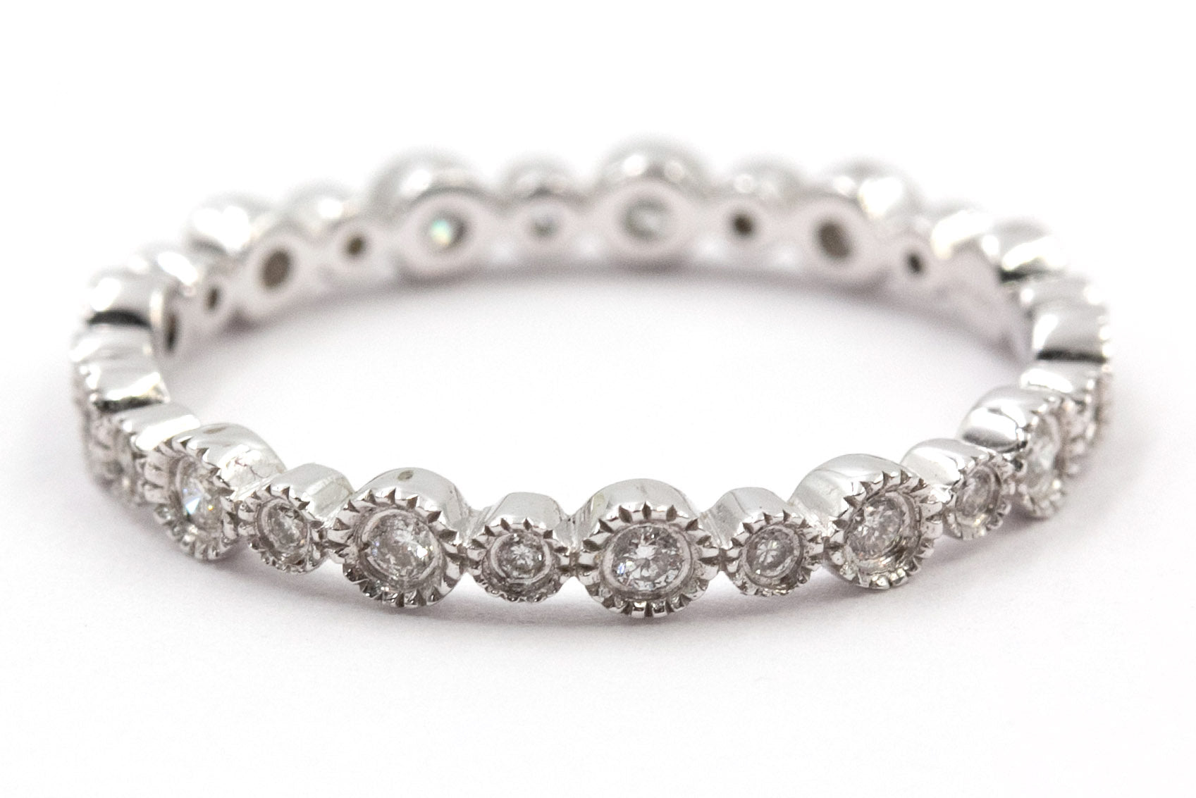 Diamond Eternity Band Ring Stack - 14k White Gold - 0.77ctw