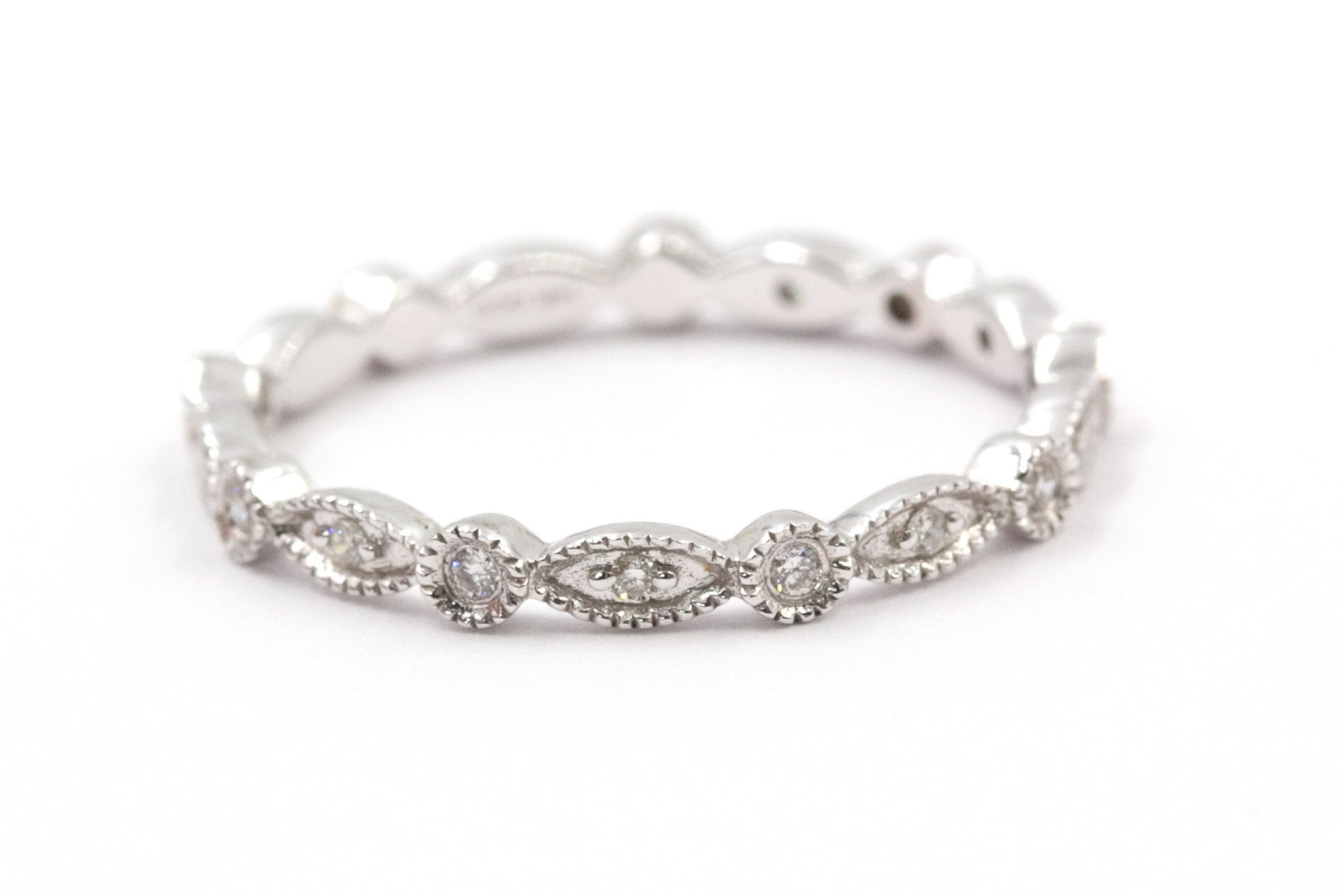Diamond Eternity Band Ring Stack - 14k White Gold - 0.77ctw