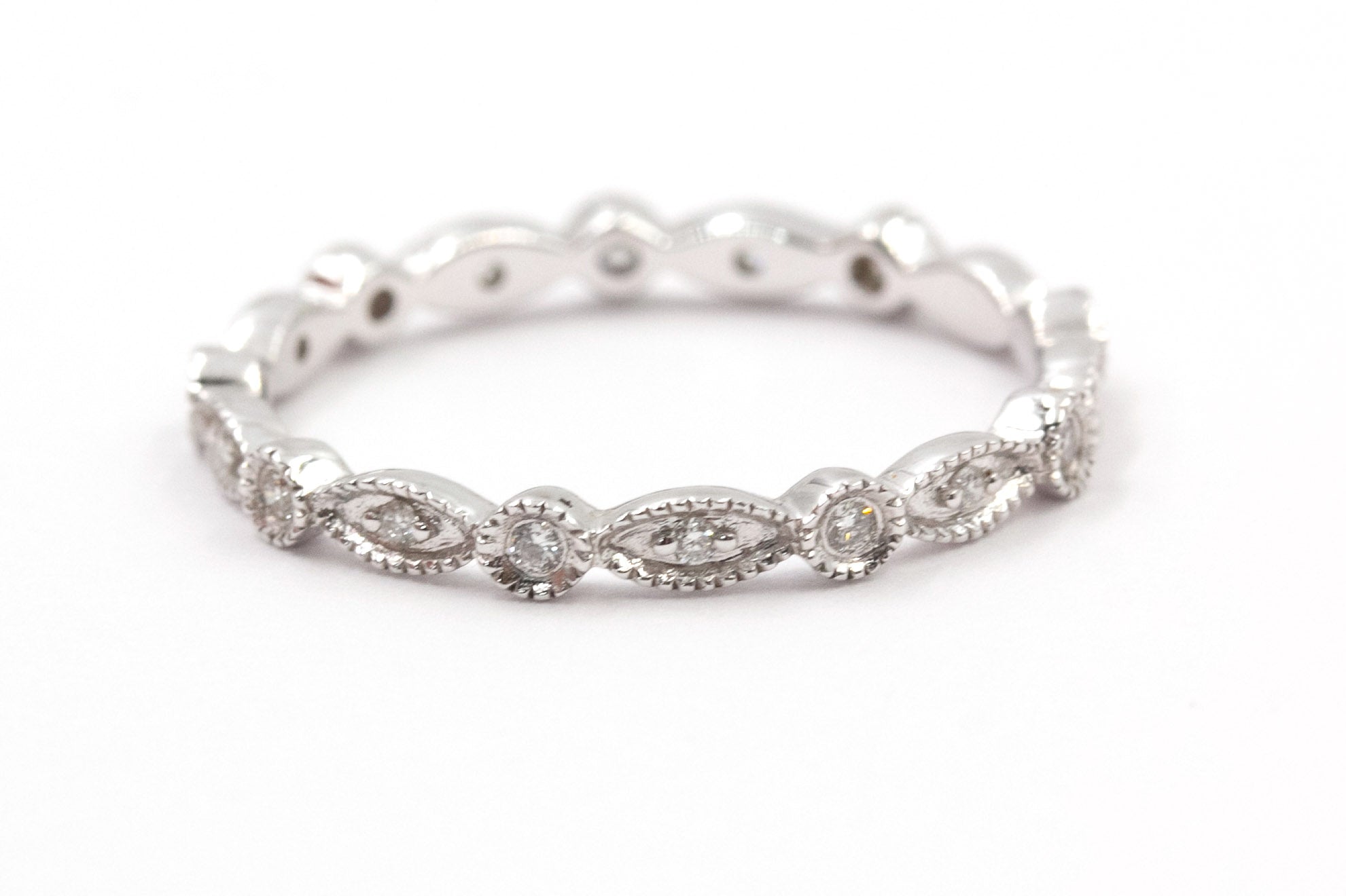 Diamond Eternity Band Ring Stack - 14k White Gold - 0.77ctw