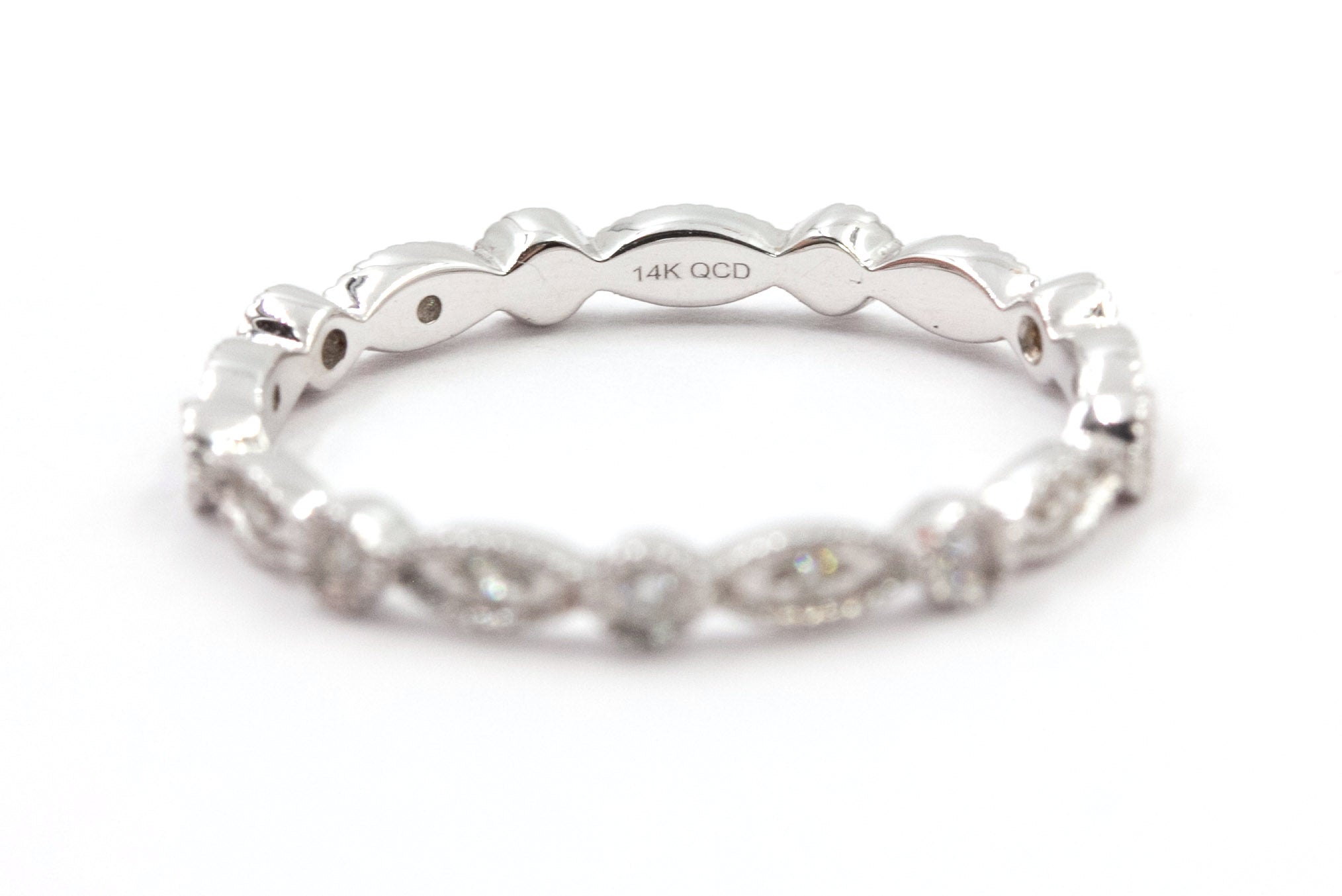 Diamond Eternity Band Ring Stack - 14k White Gold - 0.77ctw