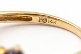 Multi Colored Gemstone Bypass Ring - 14k Yellow Gold