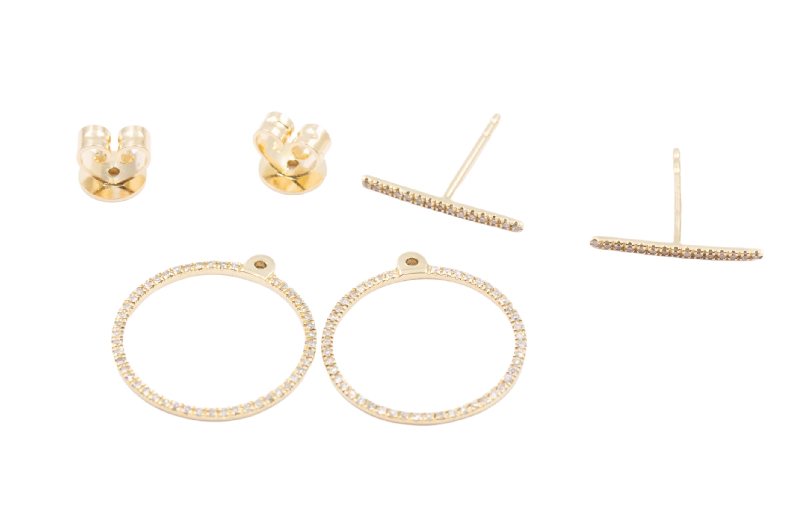 Diamond Geometric Circle Earrings - 14k Yellow Gold - 0.25ctw