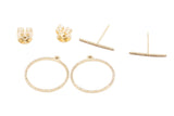 Diamond Geometric Circle Earrings - 14k Yellow Gold - 0.25ctw