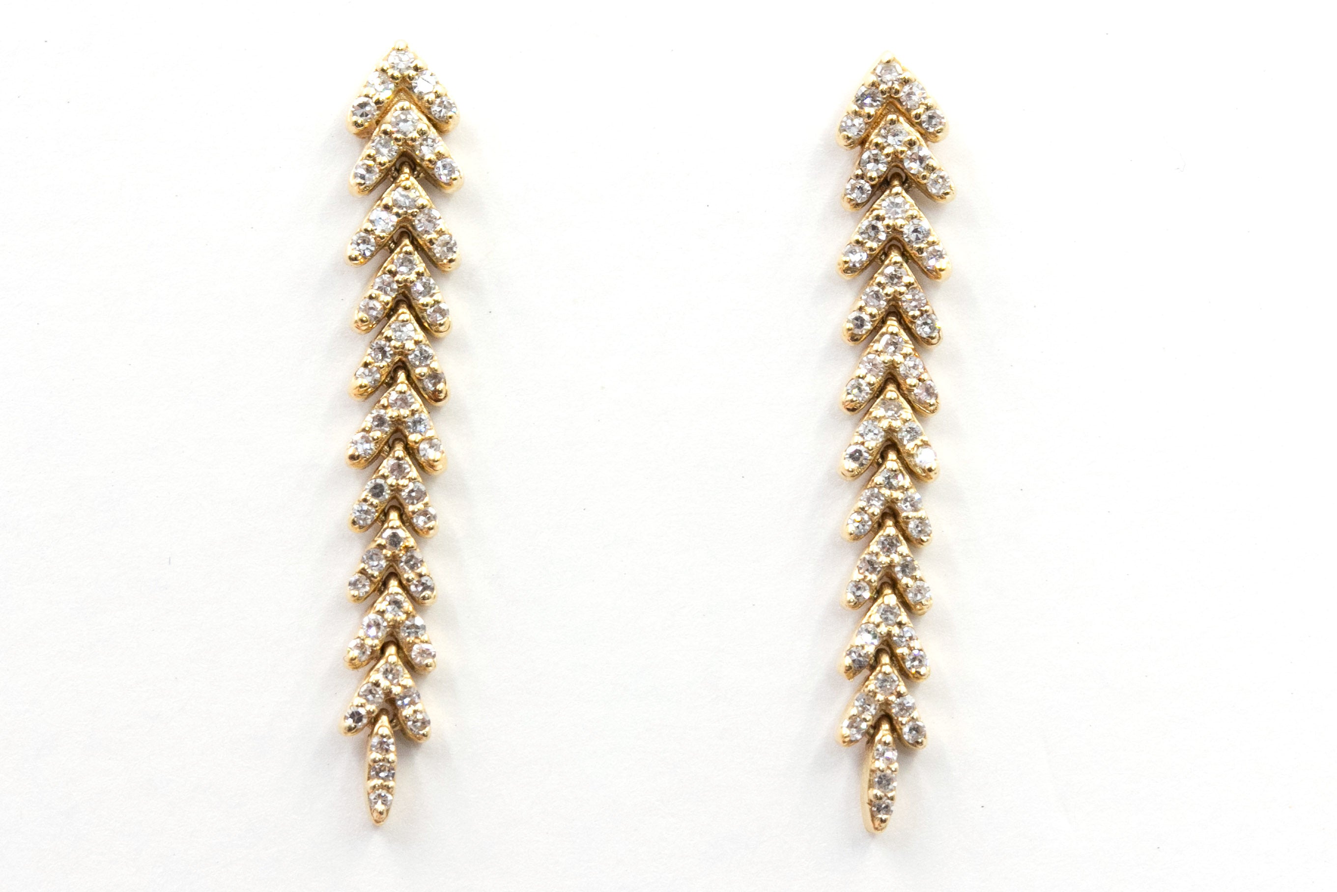 Diamond Fishtail Earrings - 14k Yellow Gold - 0.86ctw