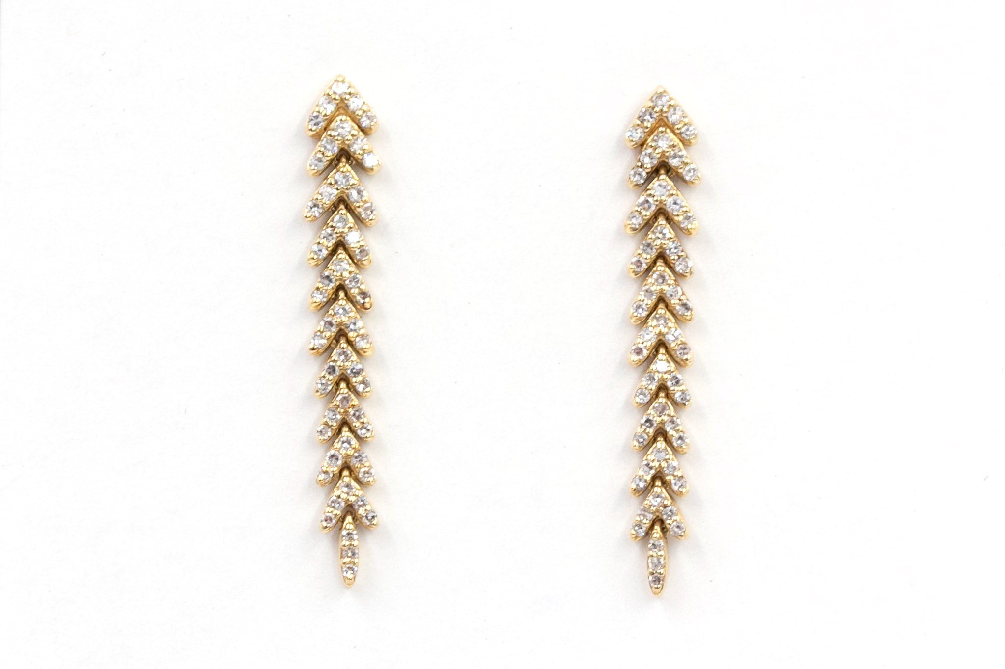 Diamond Fishtail Earrings - 14k Yellow Gold - 0.86ctw