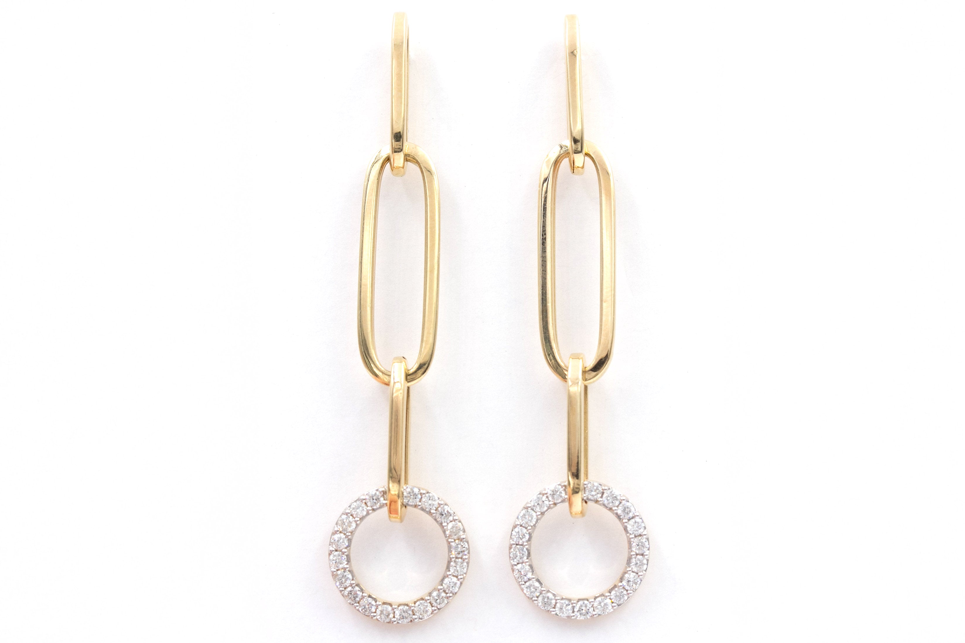 Diamond Circle Link Drop Earrings - 14k Yellow Gold - 0.75ctw