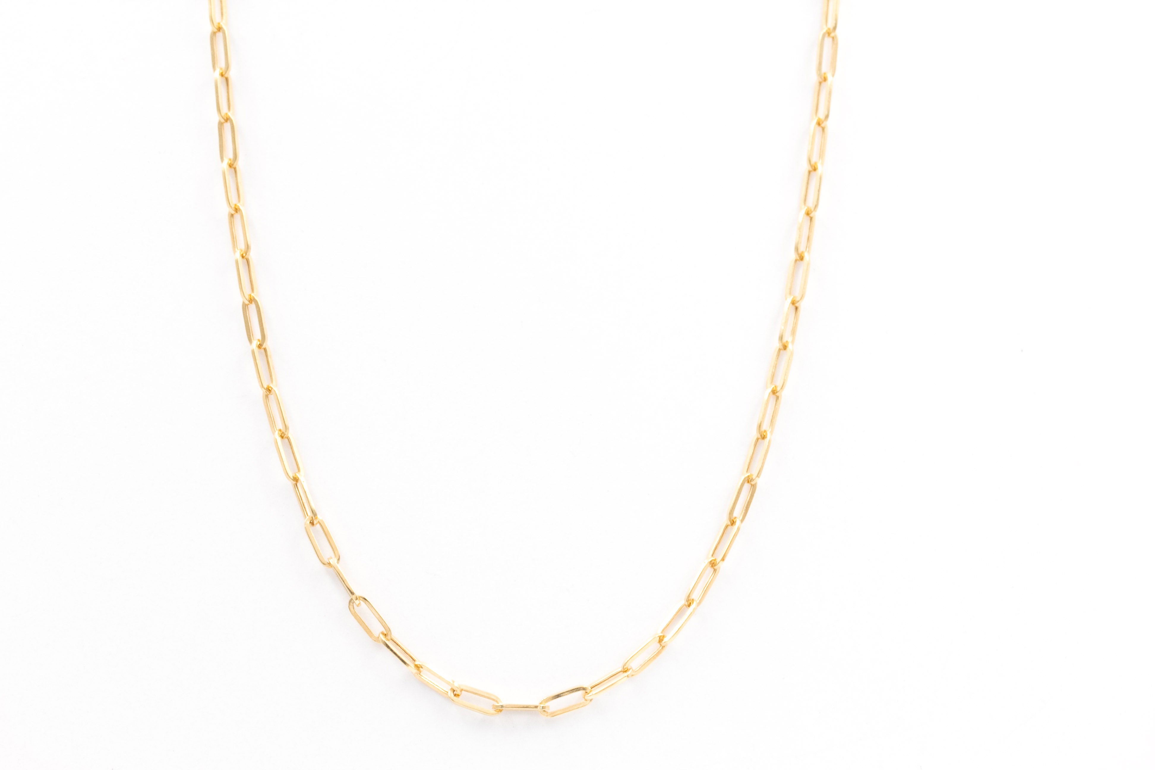 Gold Paperclip Chain Necklace - 10k Yellow Gold